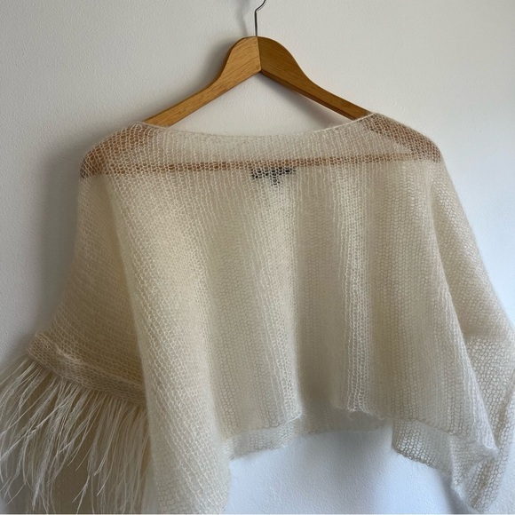 Louiza Babouryan Silk Mohair Knit Top with Feathers - Picture 3 of 16